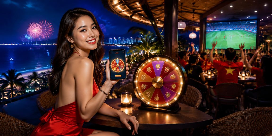 Người dùng tham gia rút thăm may mắn tại bãi biển Đà Nẵng và kiểm tra ứng dụng thanh toán