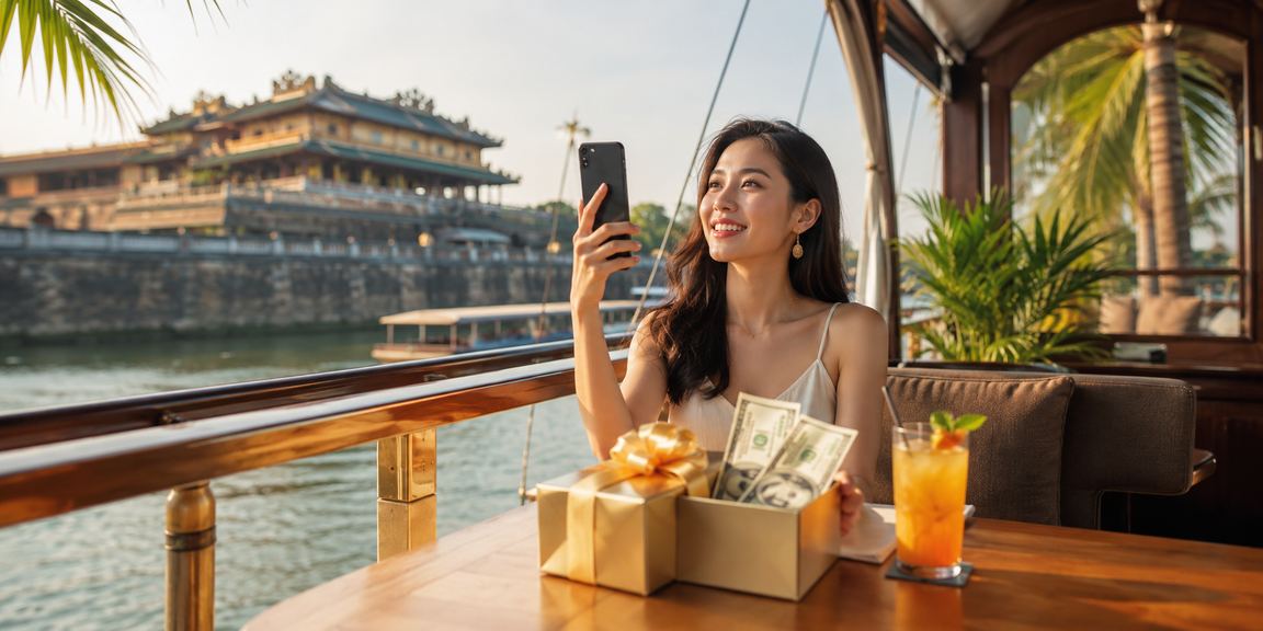 Người dùng tại Huế xem kèo thể thao trên điện thoại di động bên tách cà phê buổi sáng